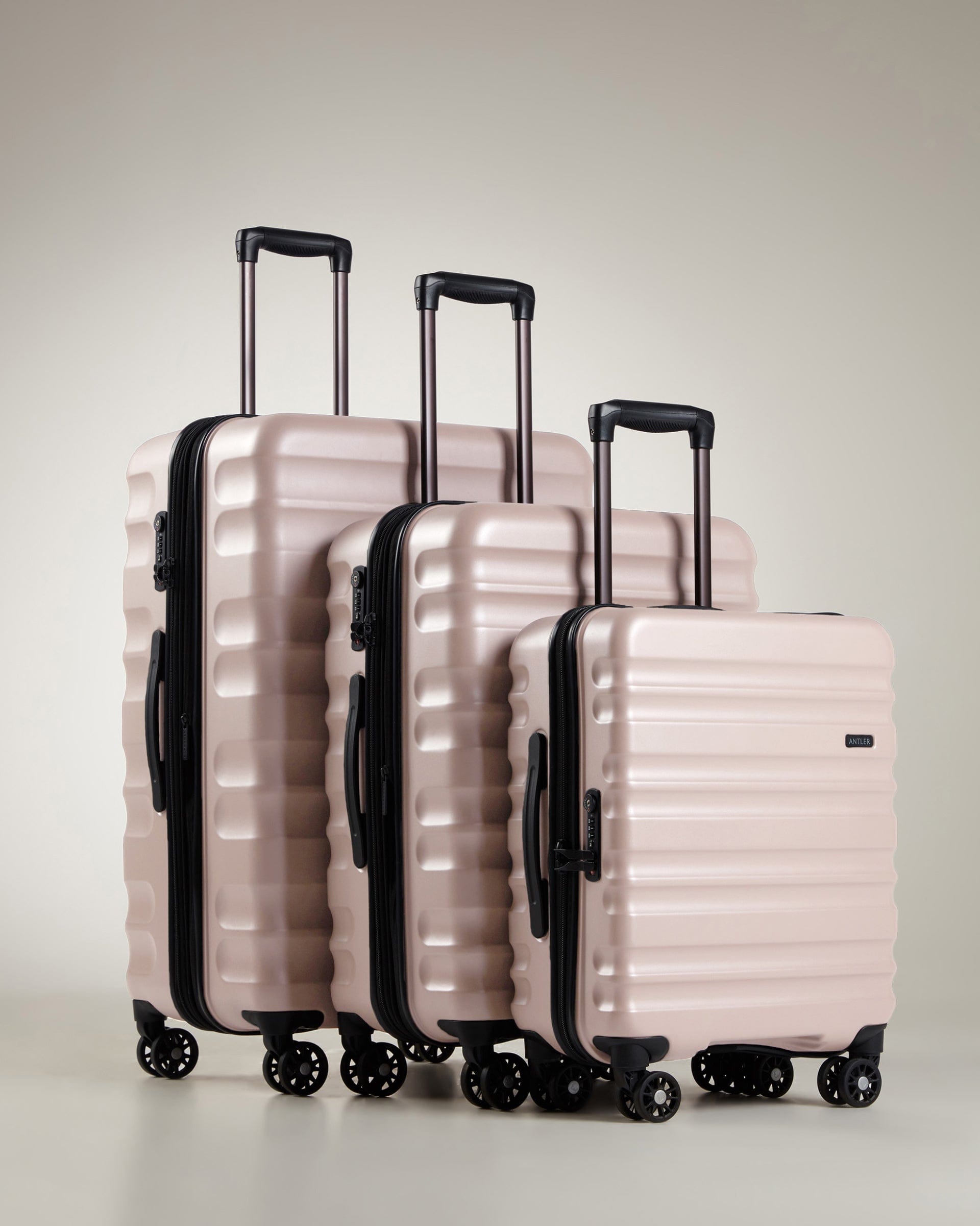 Antler Luggage -  Clifton set in blush - Hard Suitcases Clifton Set of 3 Suitcases Blush (Pink) | Hard Suitcase | Antler UK