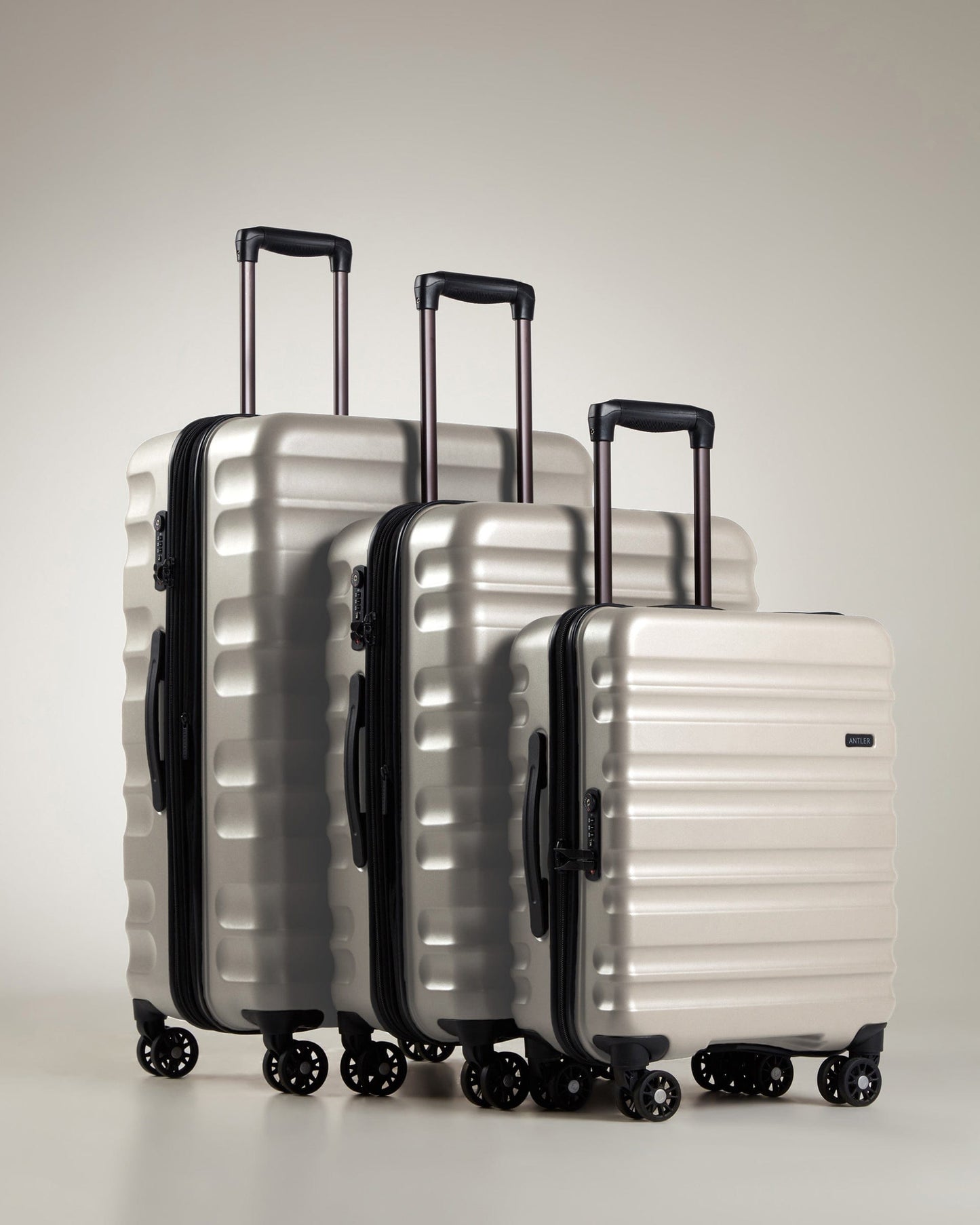 Antler Luggage -  Clifton set in taupe - Hard Suitcases Clifton Set of 3 Suitcases Taupe (Beige) | Hard Suitcase | Antler UK