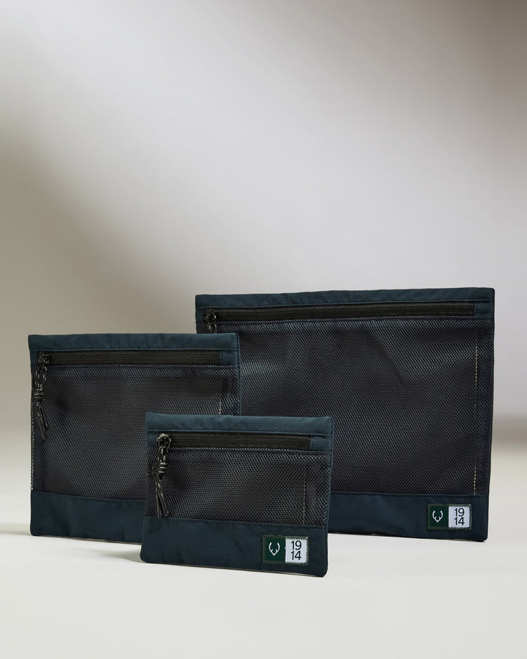 Essential Travel Pouches in Navy - Set of 3