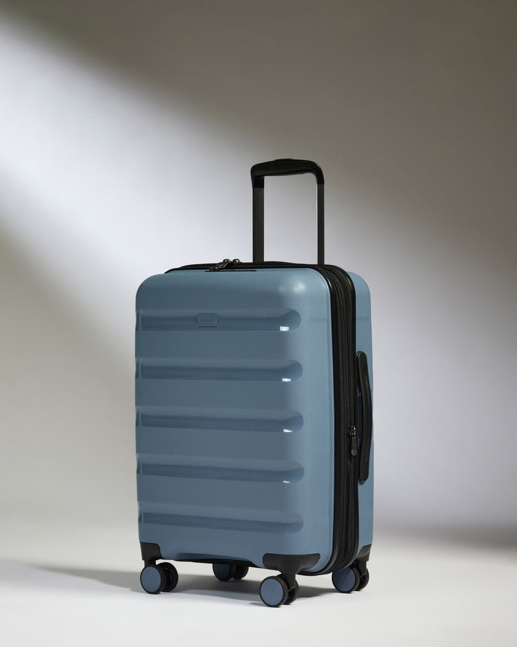 Expandable Cabin Suitcase in Light Blue - Logo Stripe