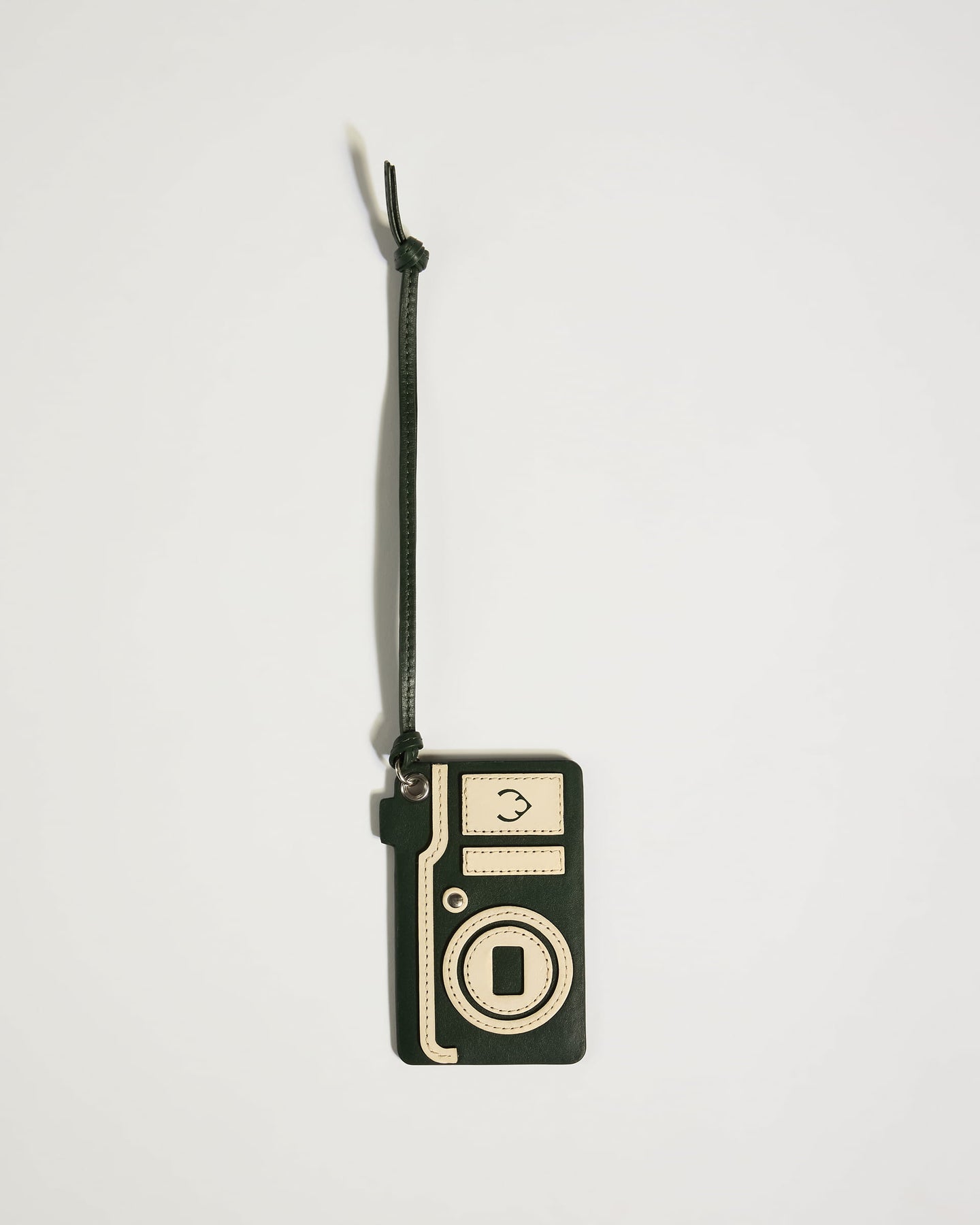 Heritage Leather Camera Luggage Tag in Green