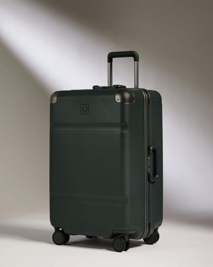 Medium Suitcase in Dark Forest Green - Heritage Stripe