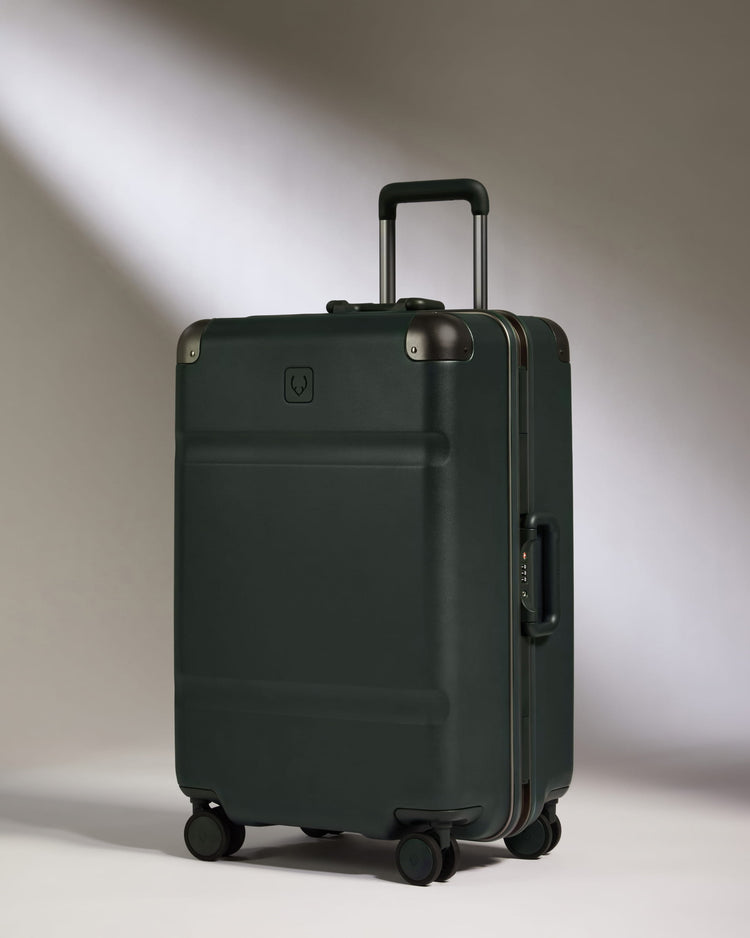 Medium Suitcase in Dark Forest Green - Heritage Stripe