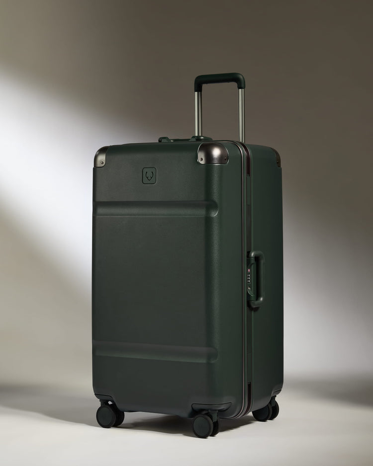 Trunk Suitcase in Dark Forest Green - Heritage Stripe