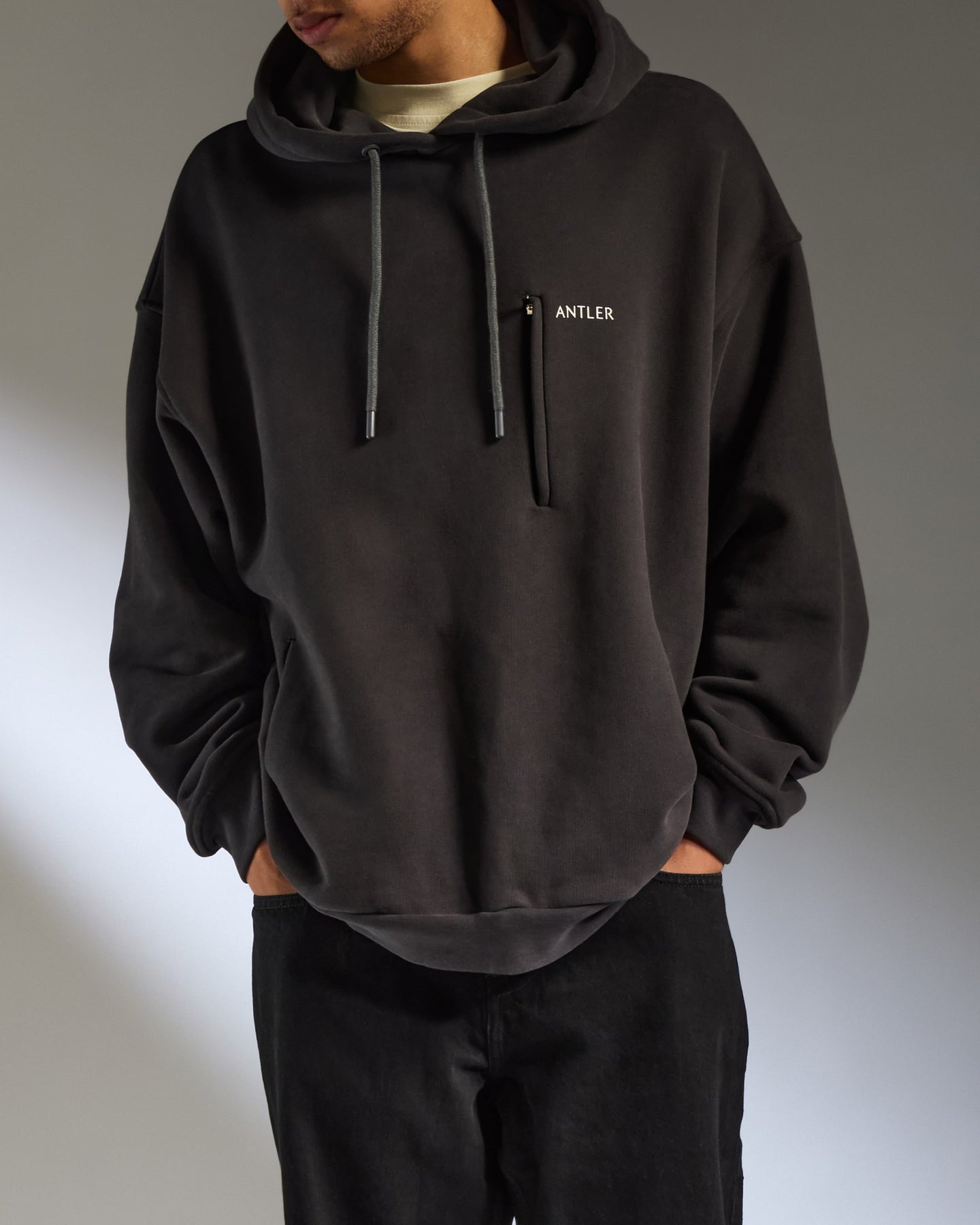 Travel Essential Hoodie in Charcoal Black
