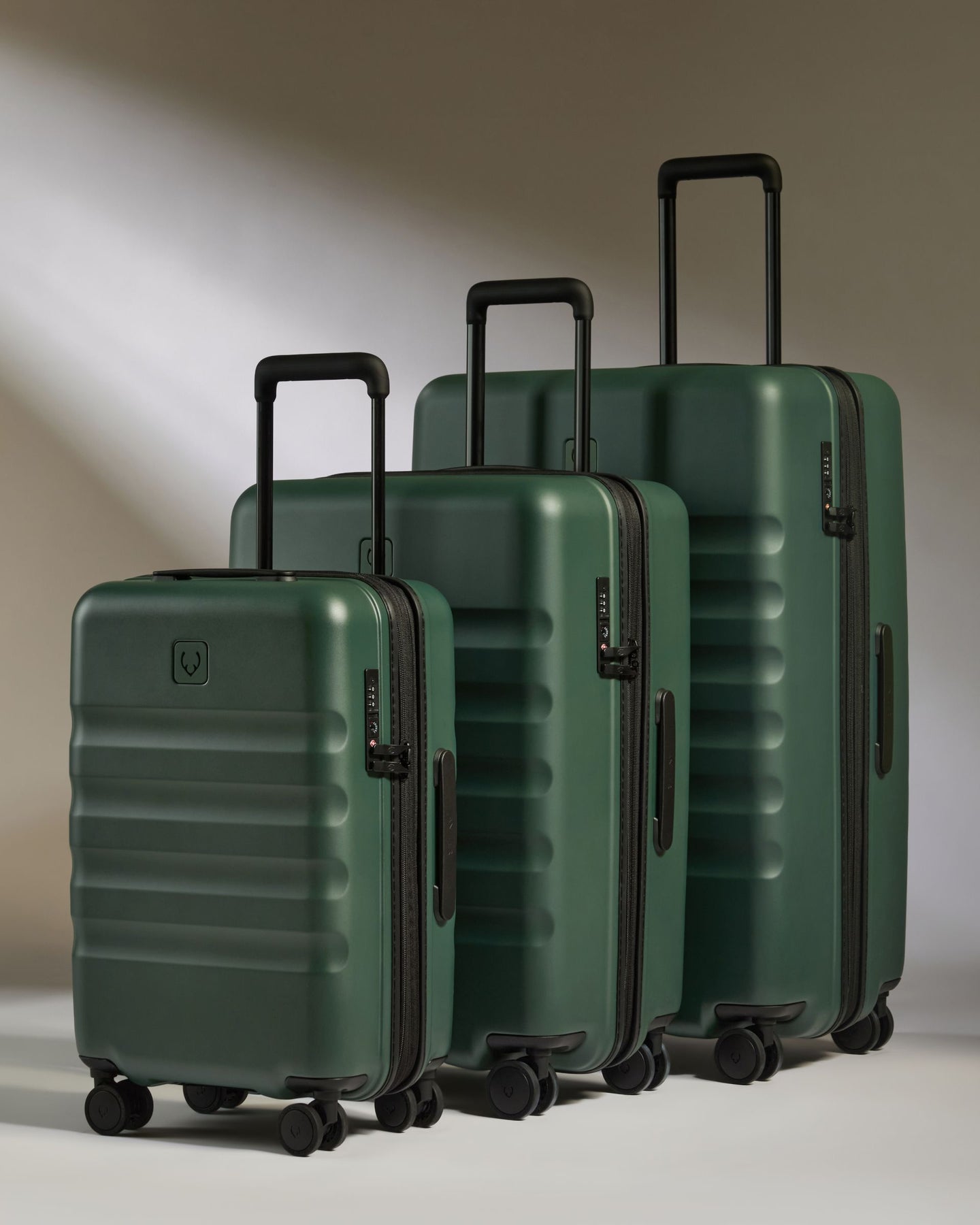 Expandable Cabin Suitcase Set  in Antler Green - Icon Stripe