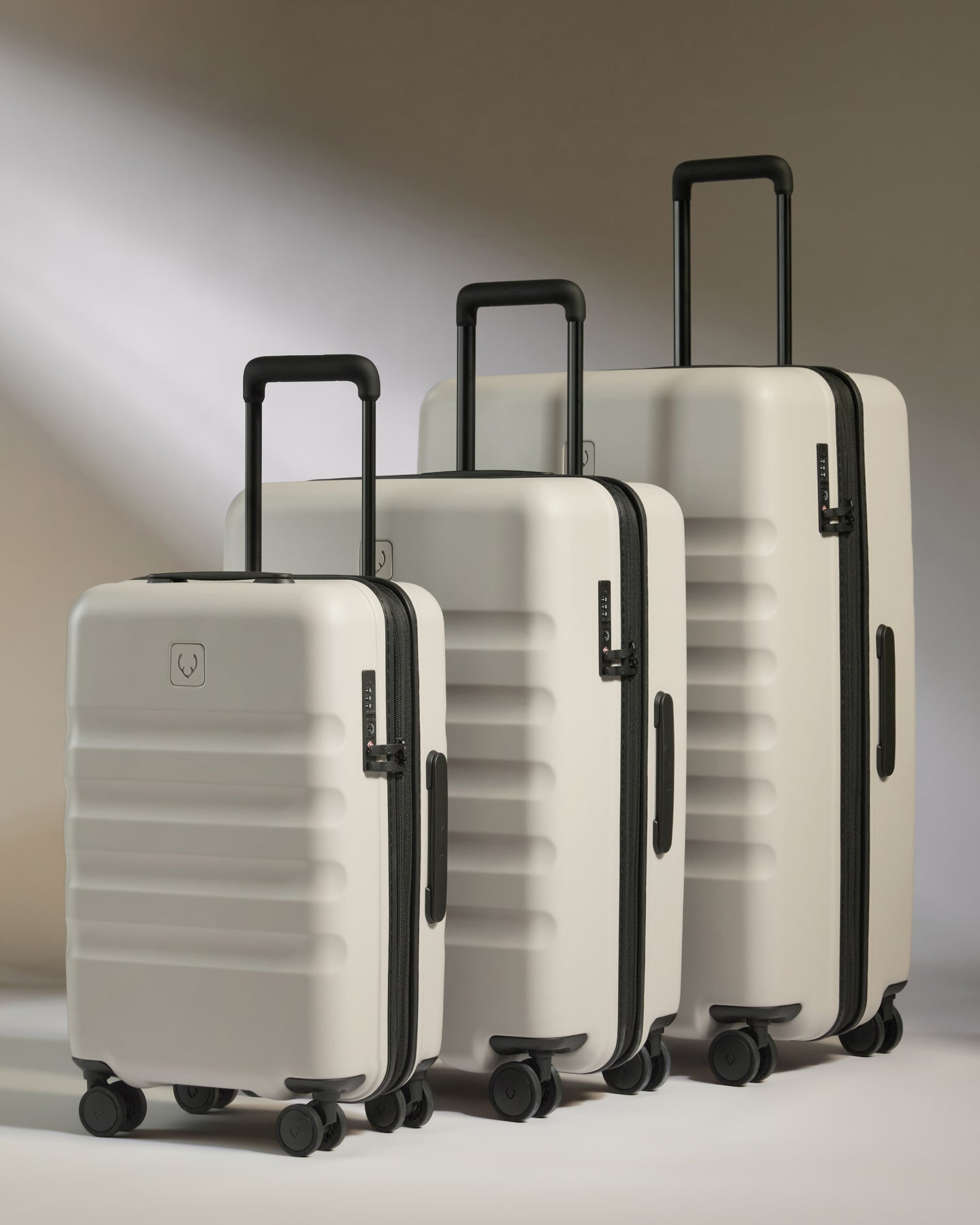 Expandable Cabin Suitcase Set in Taupe - Icon Stripe