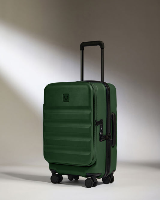 Dual Opening Cabin Suitcase in Antler Green - Icon Stripe