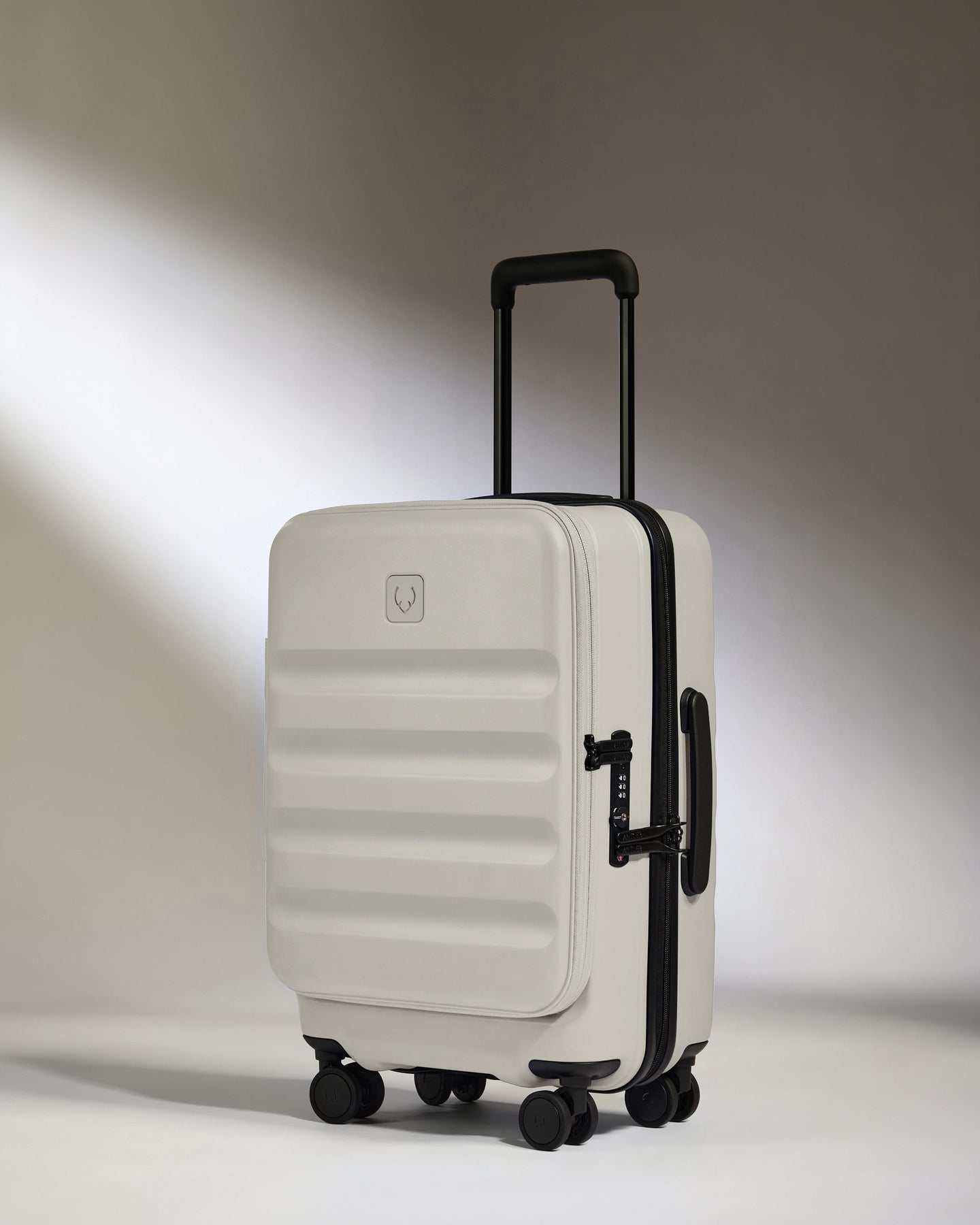Dual Opening Cabin Suitcase in Taupe - Icon Stripe