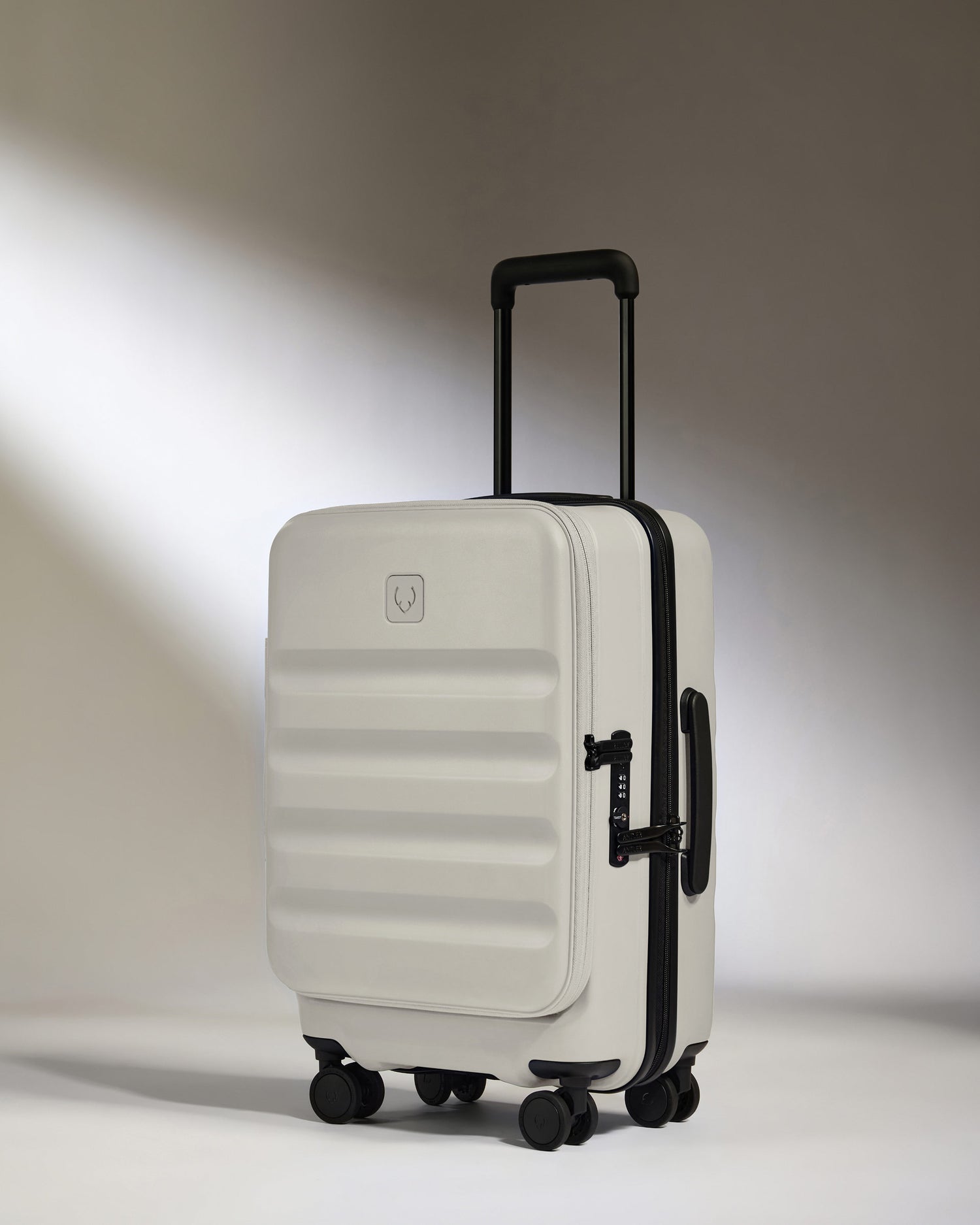 Dual Opening Cabin Suitcase in Taupe - Icon Stripe