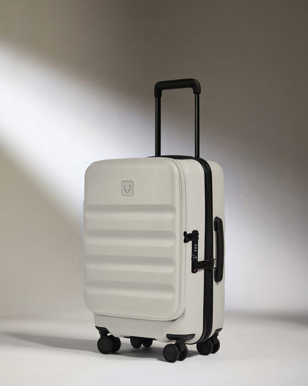 Dual Opening Cabin Suitcase in Taupe - Icon Stripe