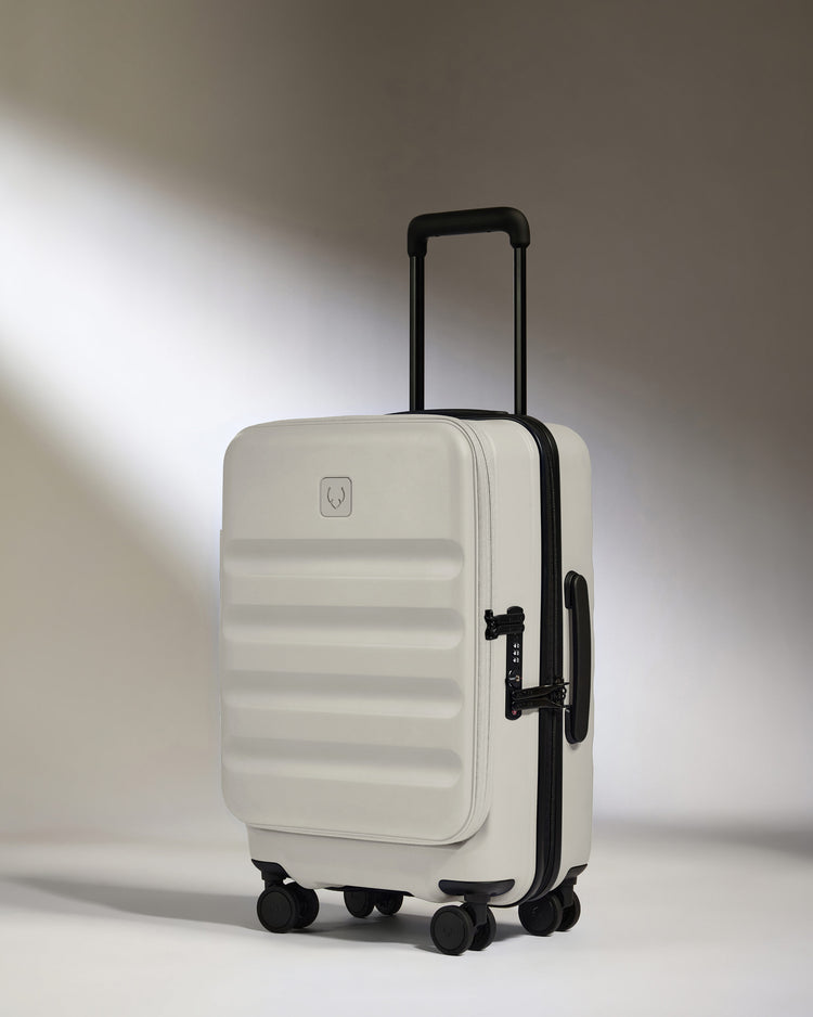 Dual Opening Cabin Suitcase in Taupe - Icon Stripe