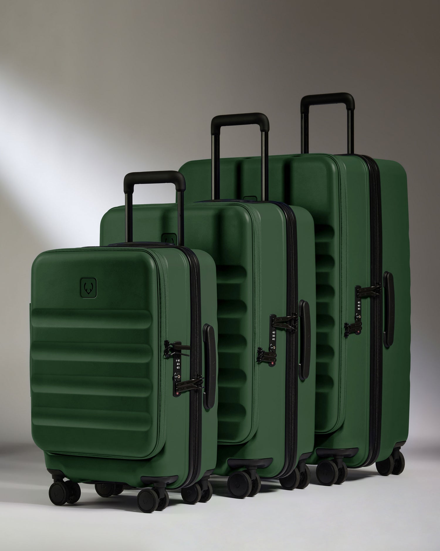 Dual Opening Suitcase Set in Antler Green - Icon Stripe
