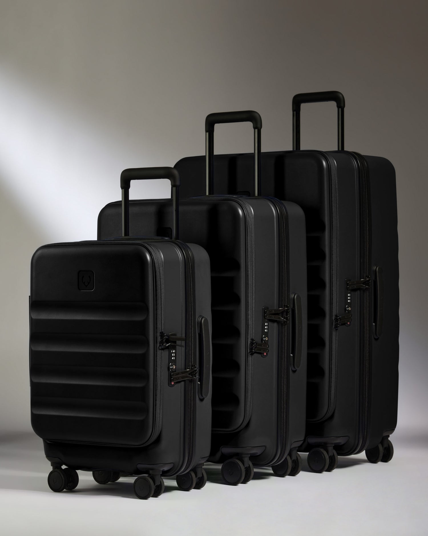 Dual Opening Suitcase Set in Black - Icon Stripe