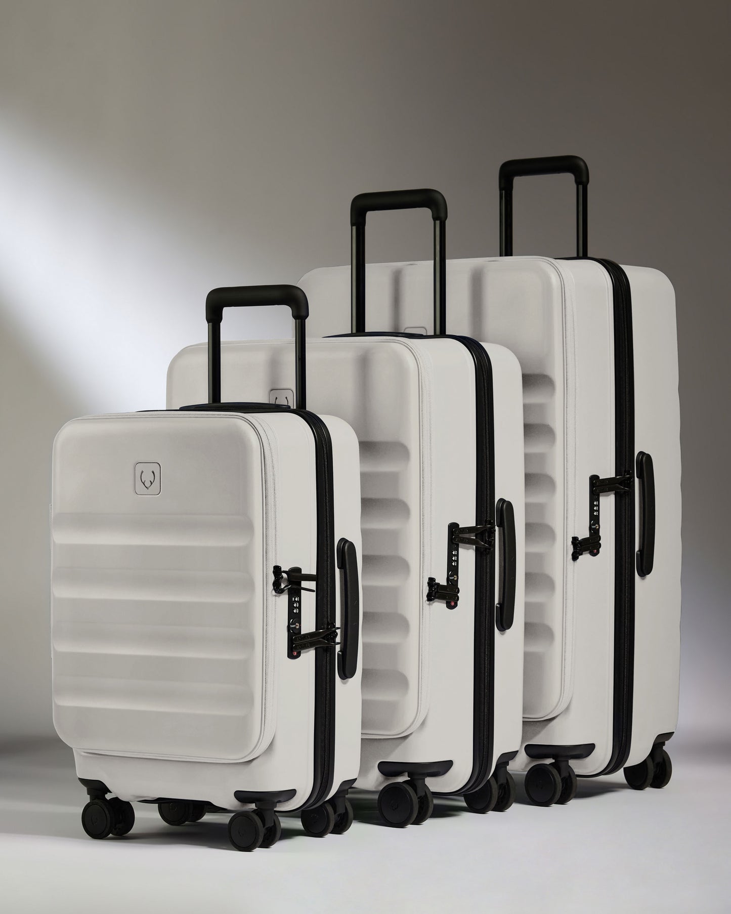 Dual Opening Cabin Suitcase Set in Taupe - Icon Stripe