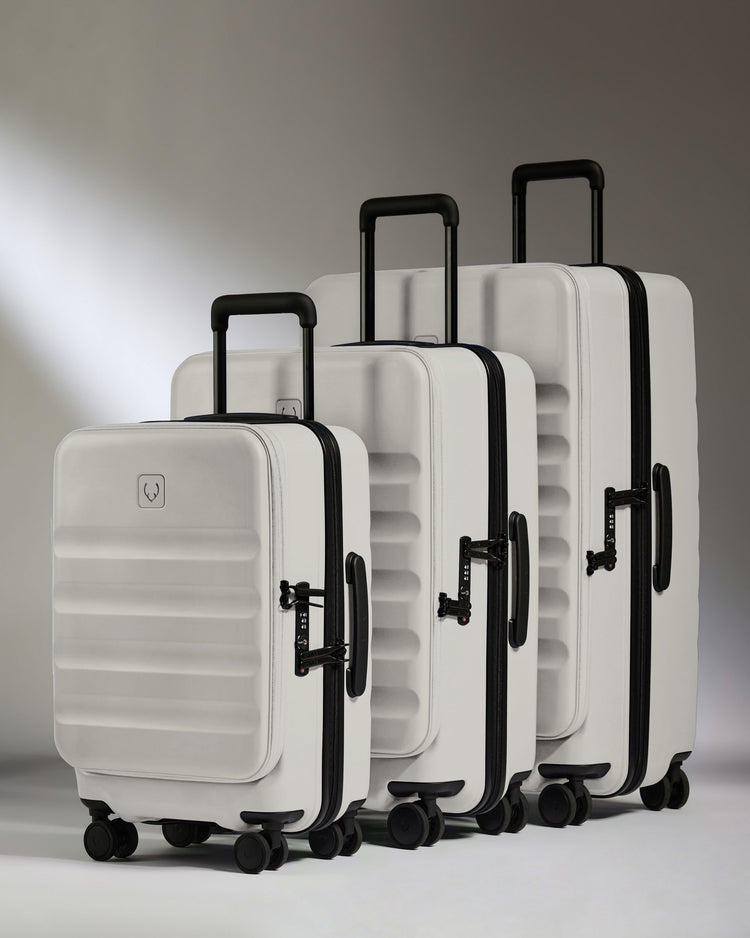 Dual Opening Cabin Suitcase Set in Taupe - Icon Stripe