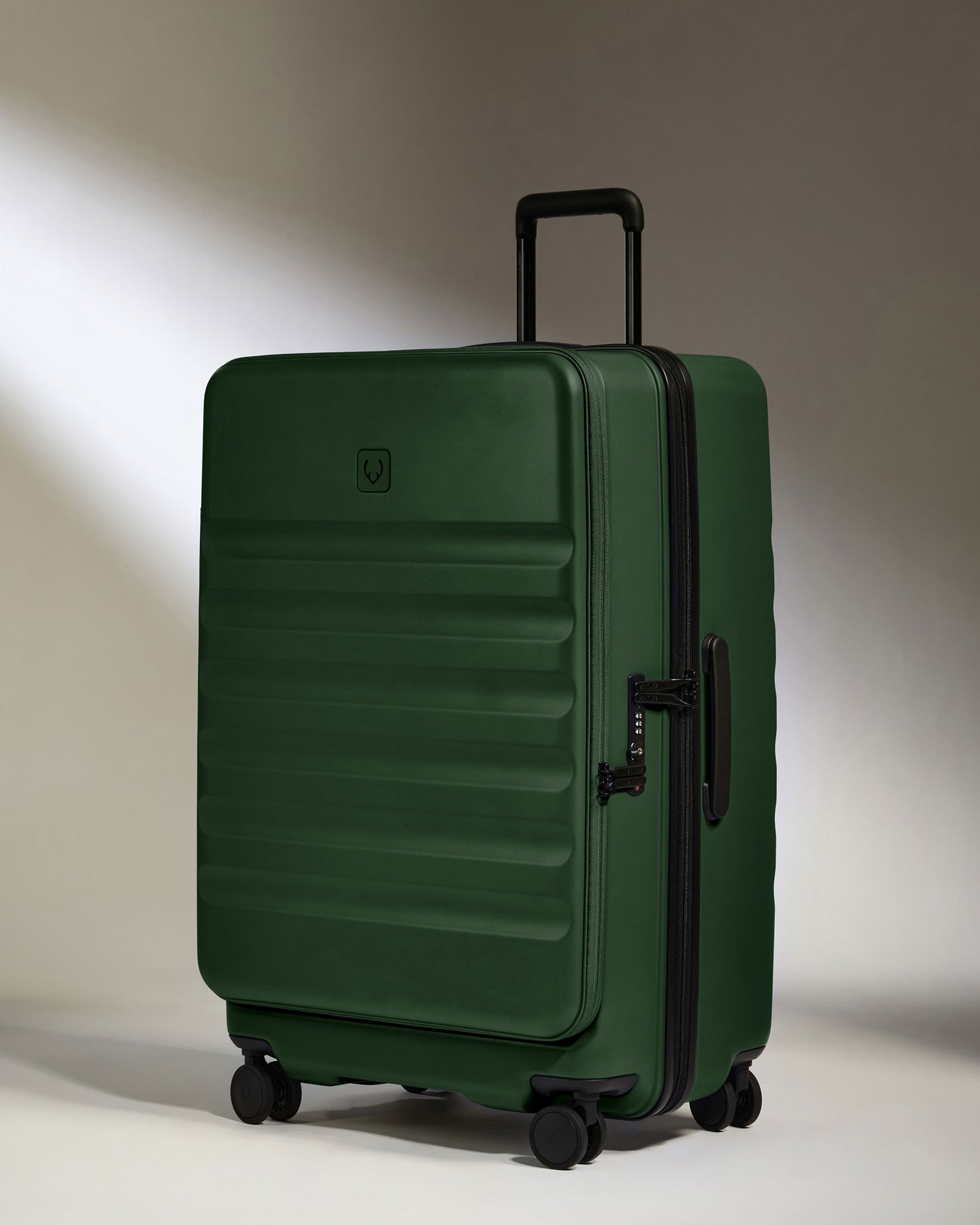 Dual Opening Large Suitcase in Antler Green - Icon Stripe