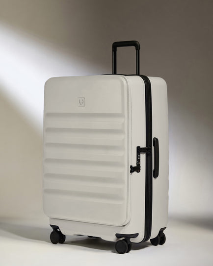 Dual Opening Large Suitcase in Taupe - Icon Stripe