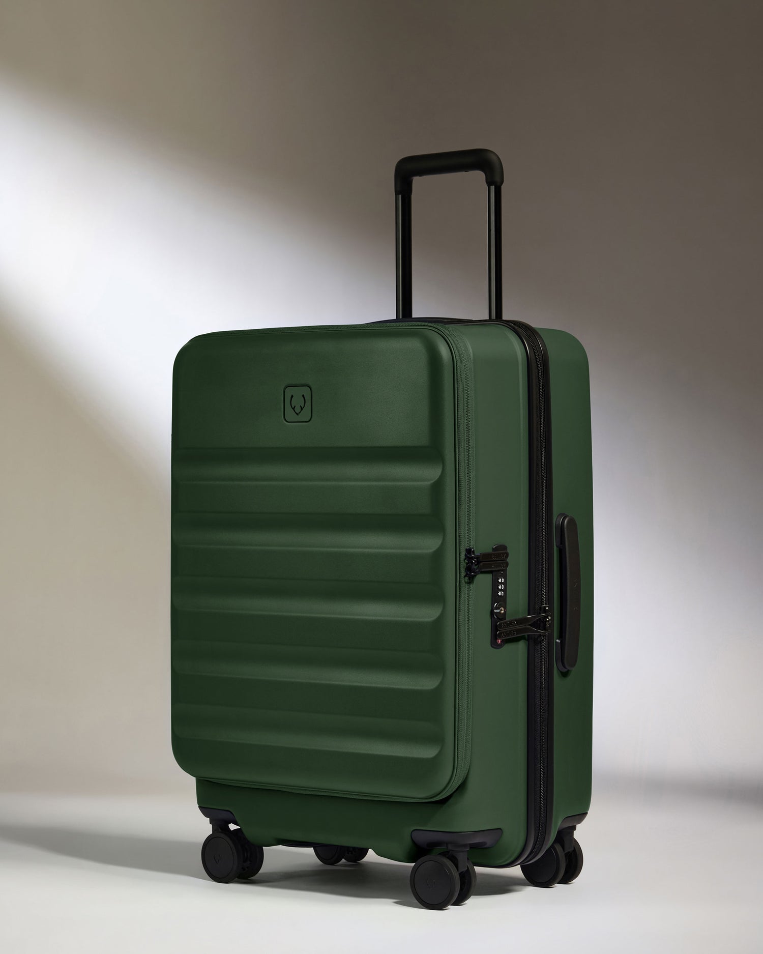 Dual Opening Medium Suitcase in Antler Green - Icon Stripe