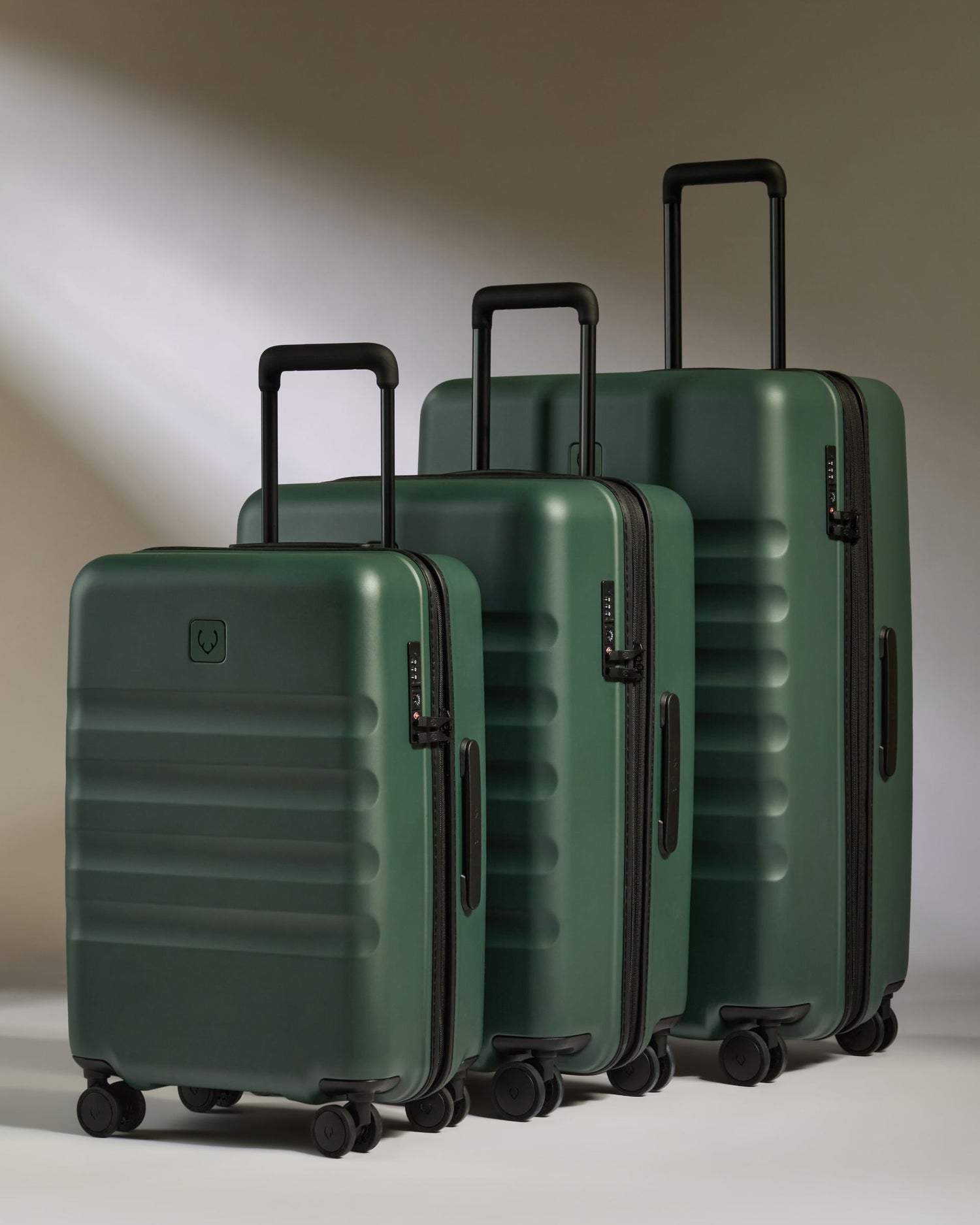 Large Cabin Suitcase Set in Antler Green - Icon Stripe