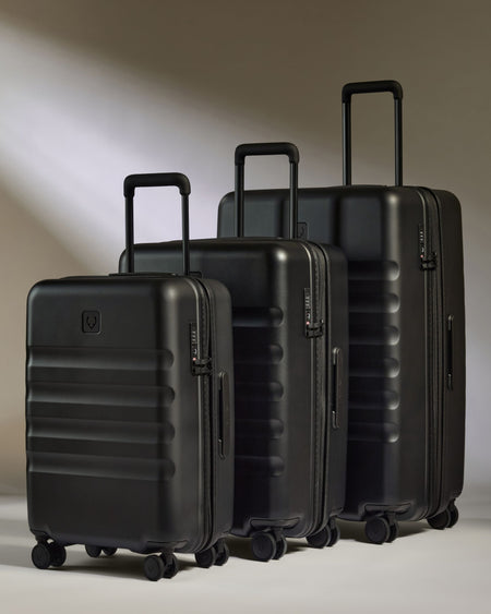 Large Cabin Suitcase Set in Black - Icon Stripe