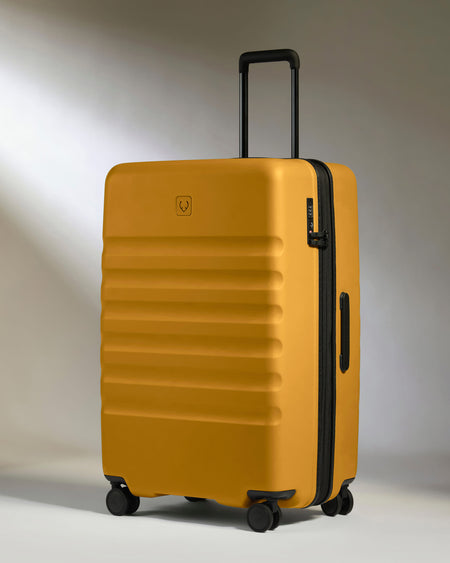 Large Suitcase in Mustard Yellow - Icon Stripe