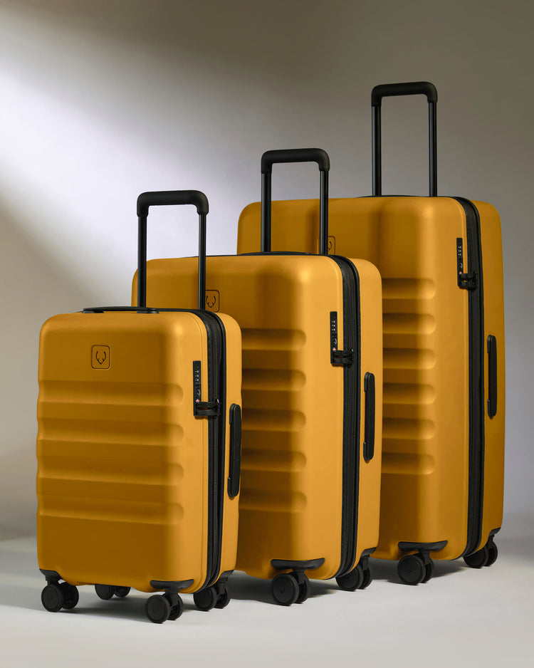 Expandable Cabin Suitcase Set in Mustard Yellow - Icon Stripe