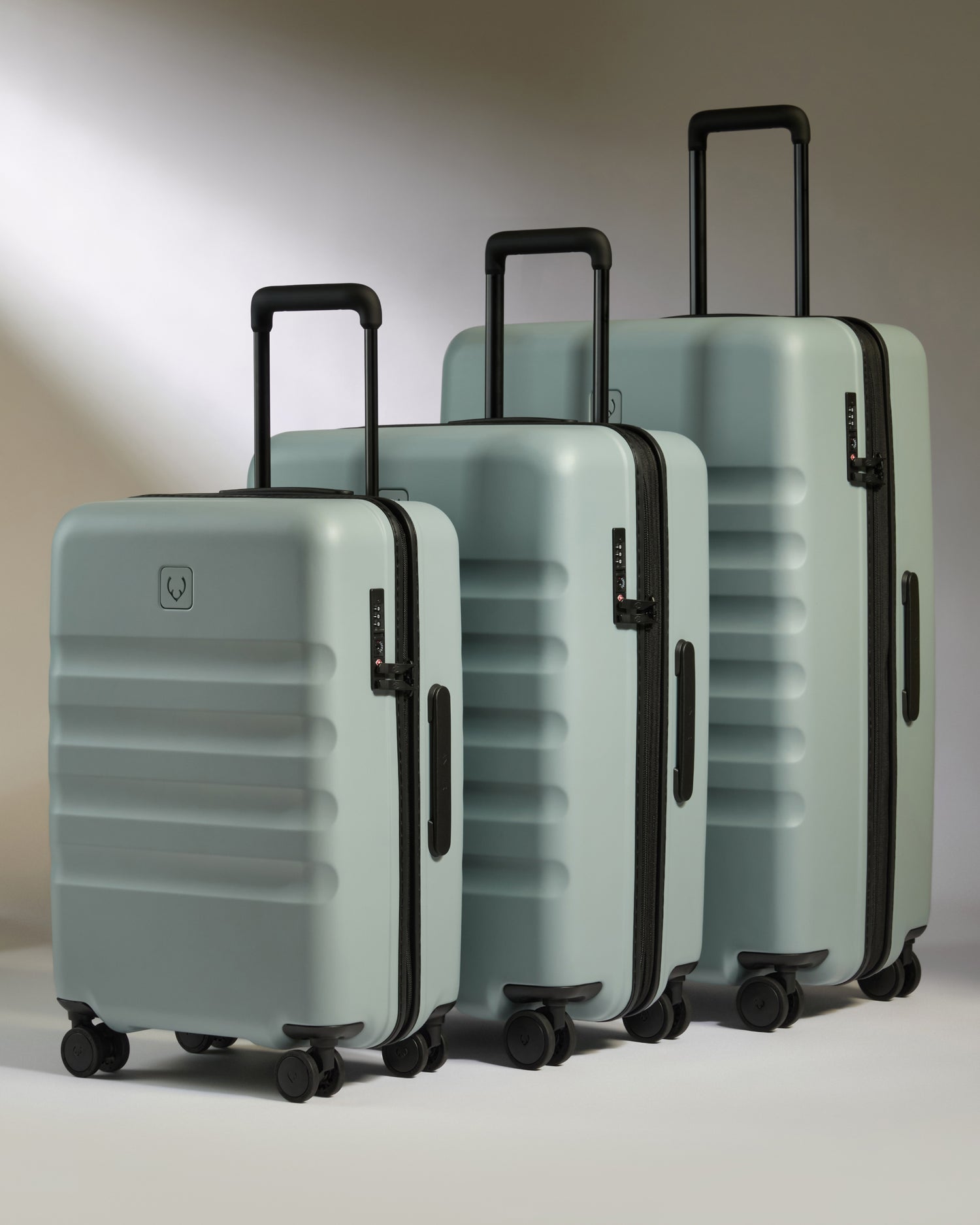 Large Cabin Suitcase Set in Mist Blue - Icon Stripe