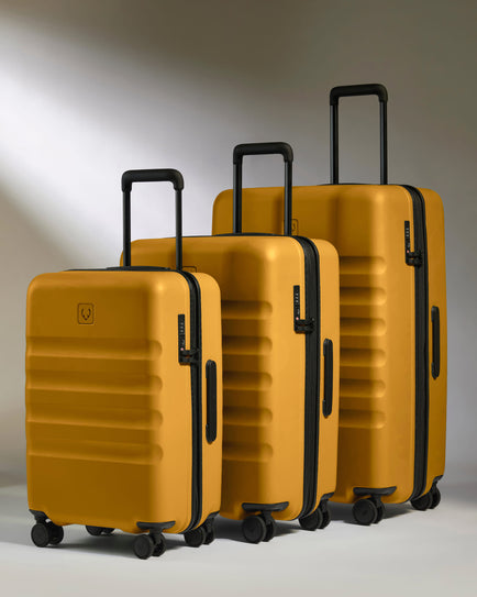 Large Cabin Suitcase Set in Mustard Yellow - Icon Stripe