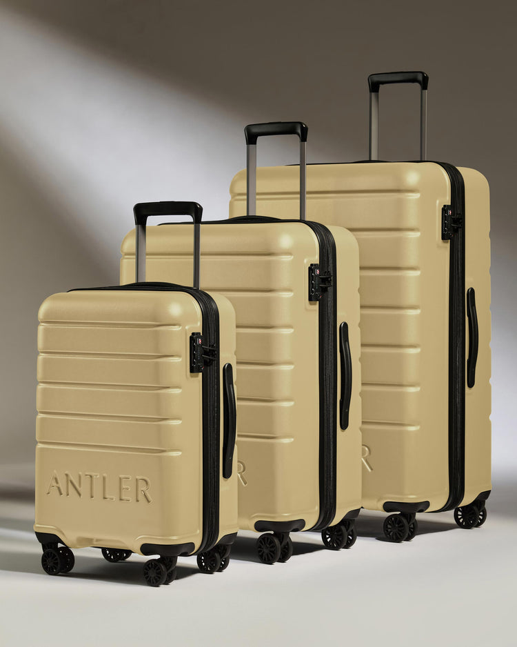 Expandable Suitcase Set in Dark Sand - Logo