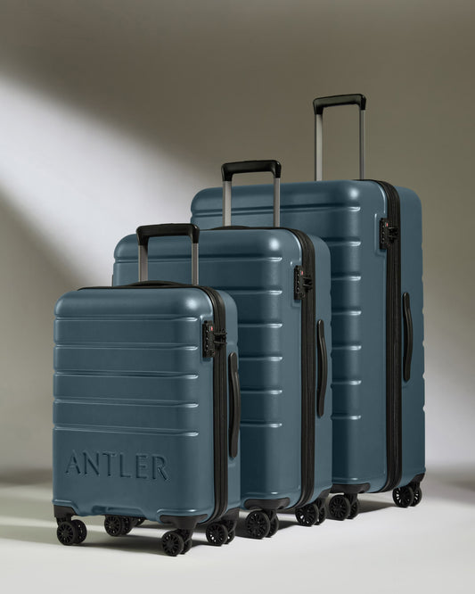 Suitcase Set in Blue Grey - Logo