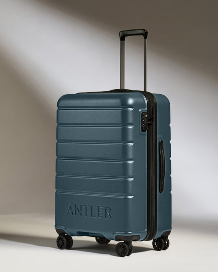 Medium Suitcase in Blue Grey - Logo