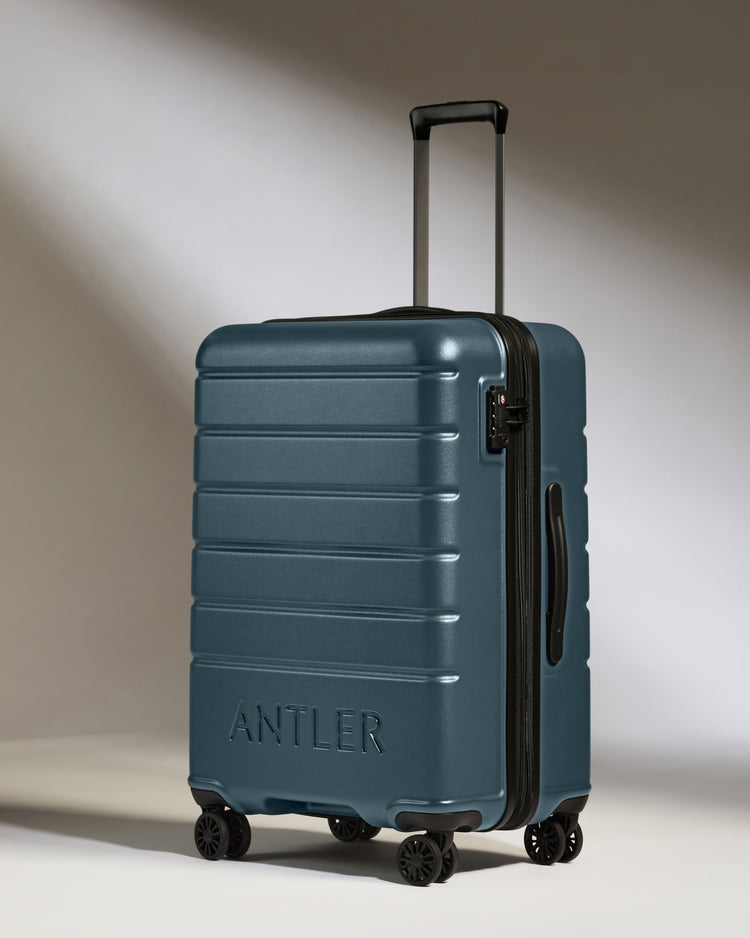 Medium Suitcase in Blue Grey - Logo