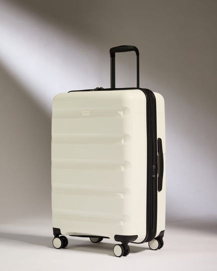 Medium Suitcase in White - Logo Stripe