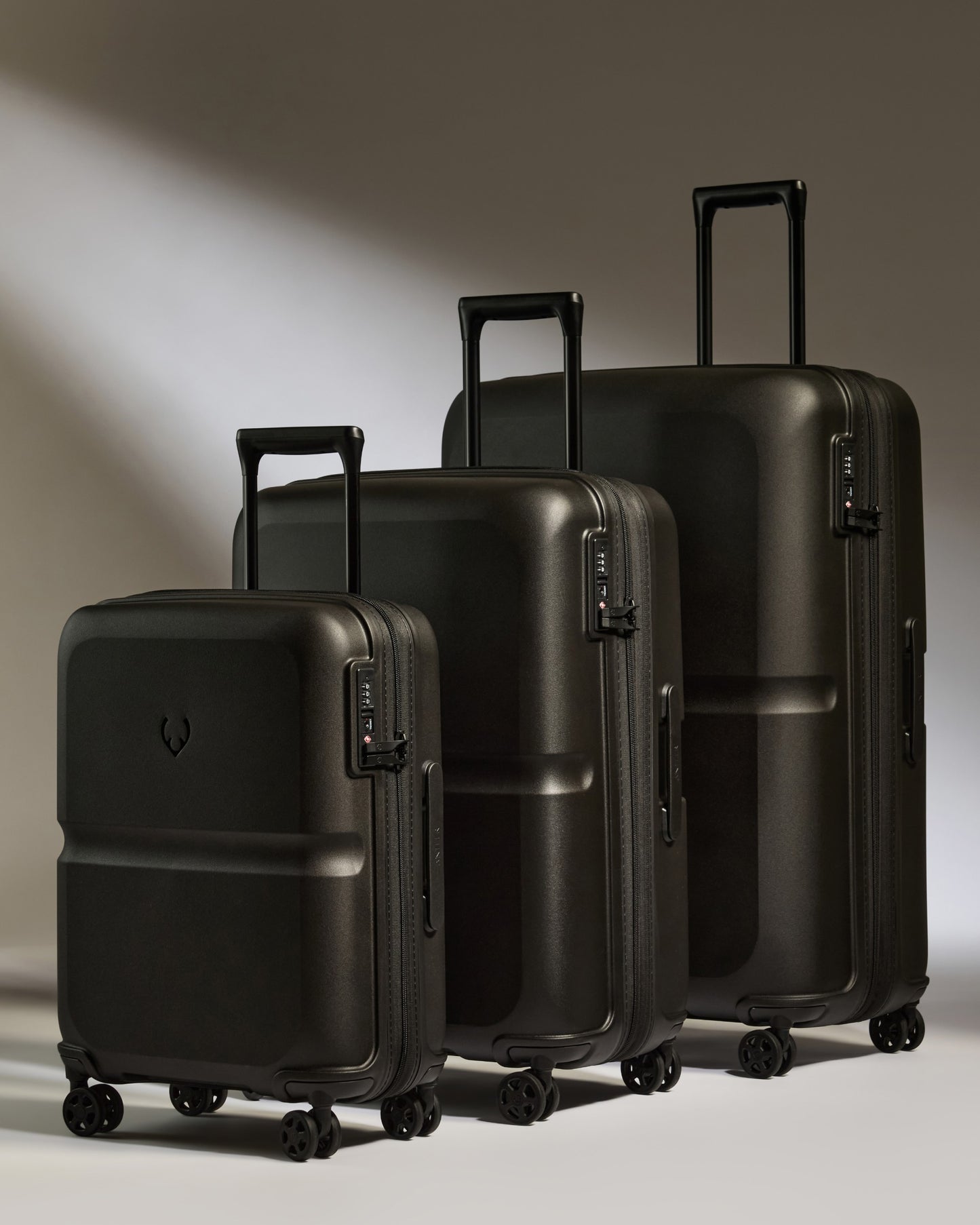 Suitcase Set in Black - Single Stripe