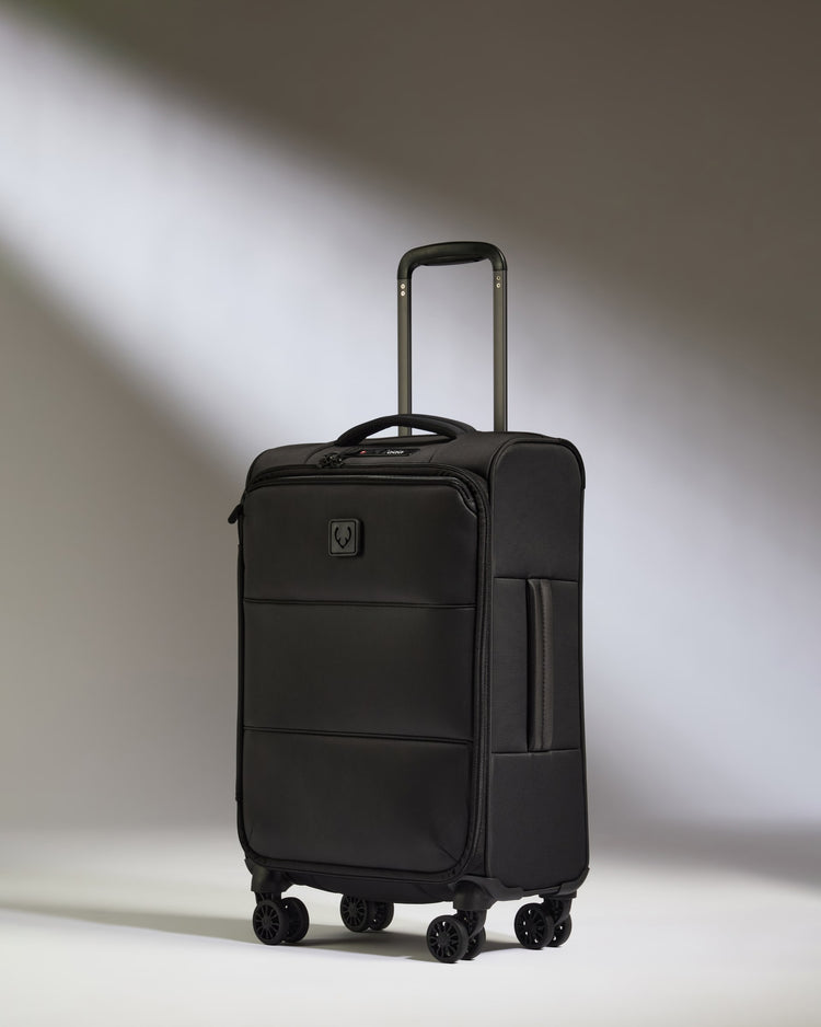 Lightest Cabin Suitcase in Black - Soft Stripe 2.0