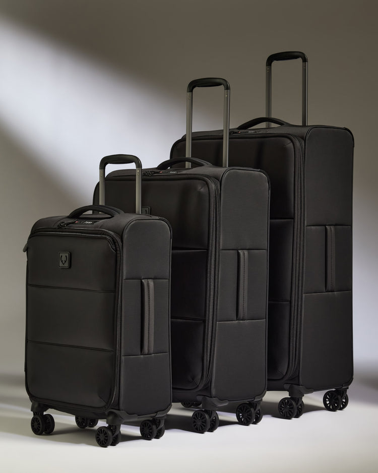 Lightest Suitcase Set in Black - Soft Stripe 2.0
