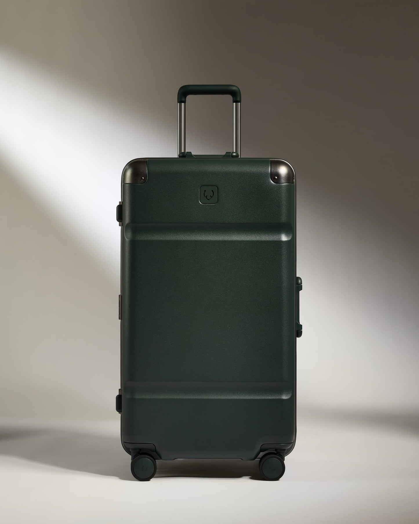 Trunk Suitcase in Dark Forest Green - Heritage Stripe