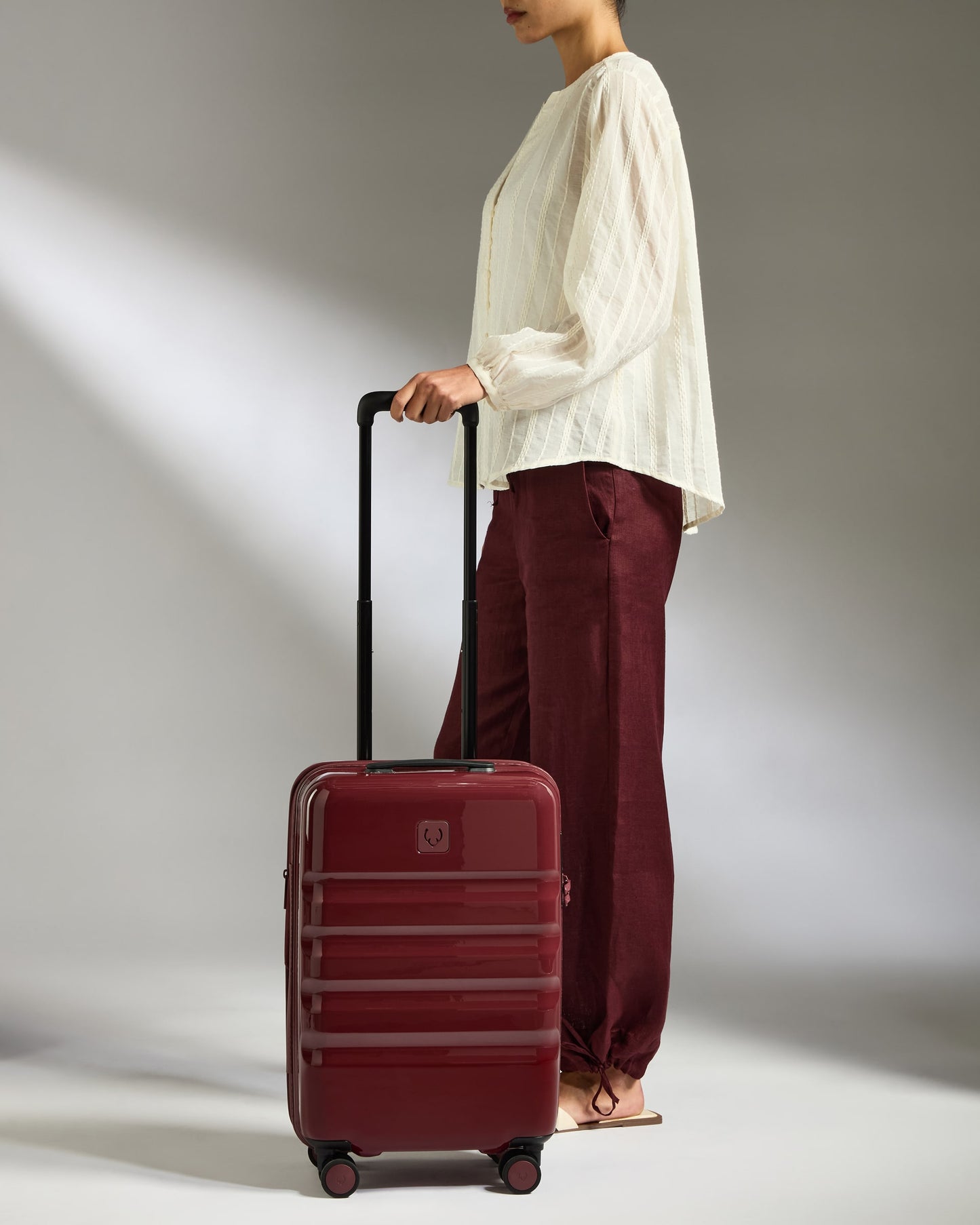Expandable Cabin Suitcase in Cedar Red Gloss - Icon Stripe