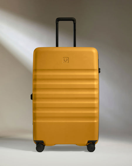 Large Suitcase in Mustard Yellow - Icon Stripe