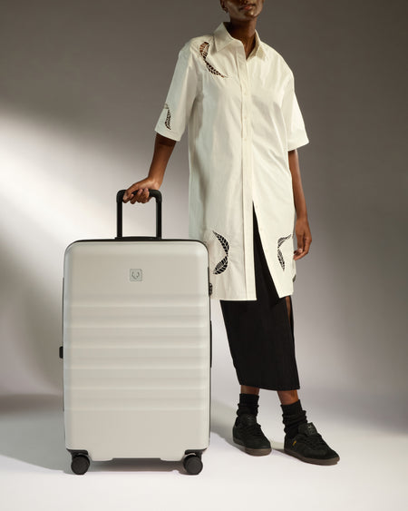 Large Suitcase in Taupe - Icon Stripe