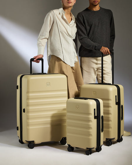 Expandable Cabin Suitcase Set in Dune Yellow - Icon Stripe