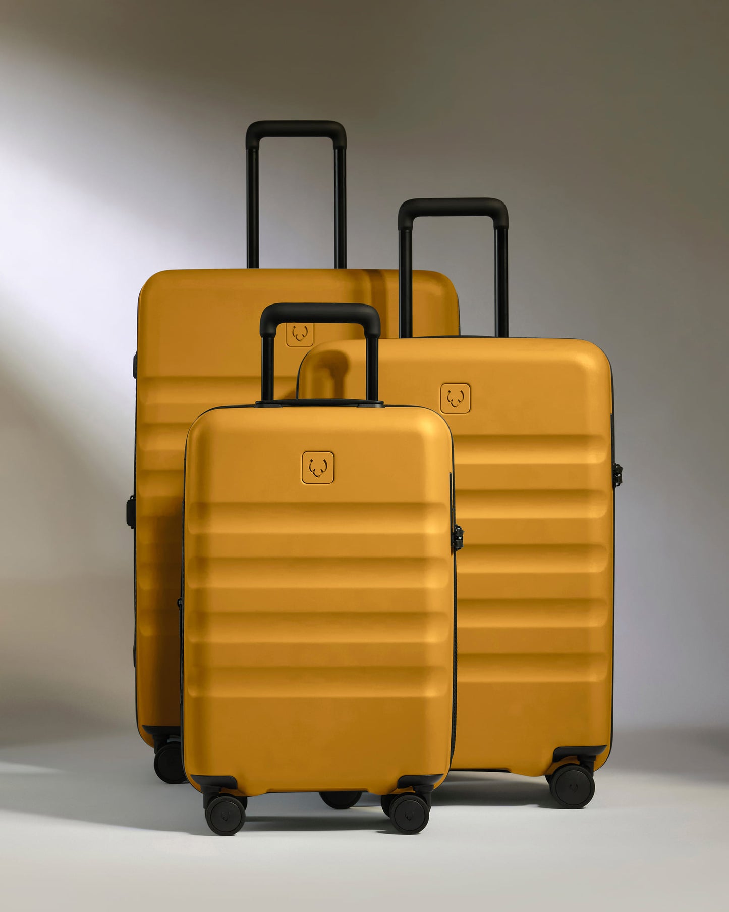 Expandable Cabin Suitcase Set in Mustard Yellow - Icon Stripe