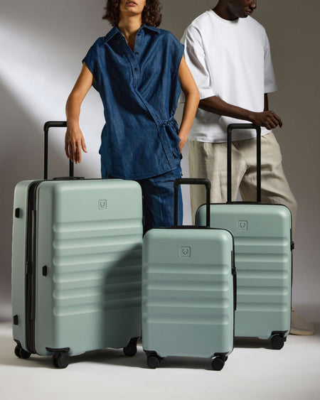 Large Cabin Suitcase Set in Mist Blue - Icon Stripe