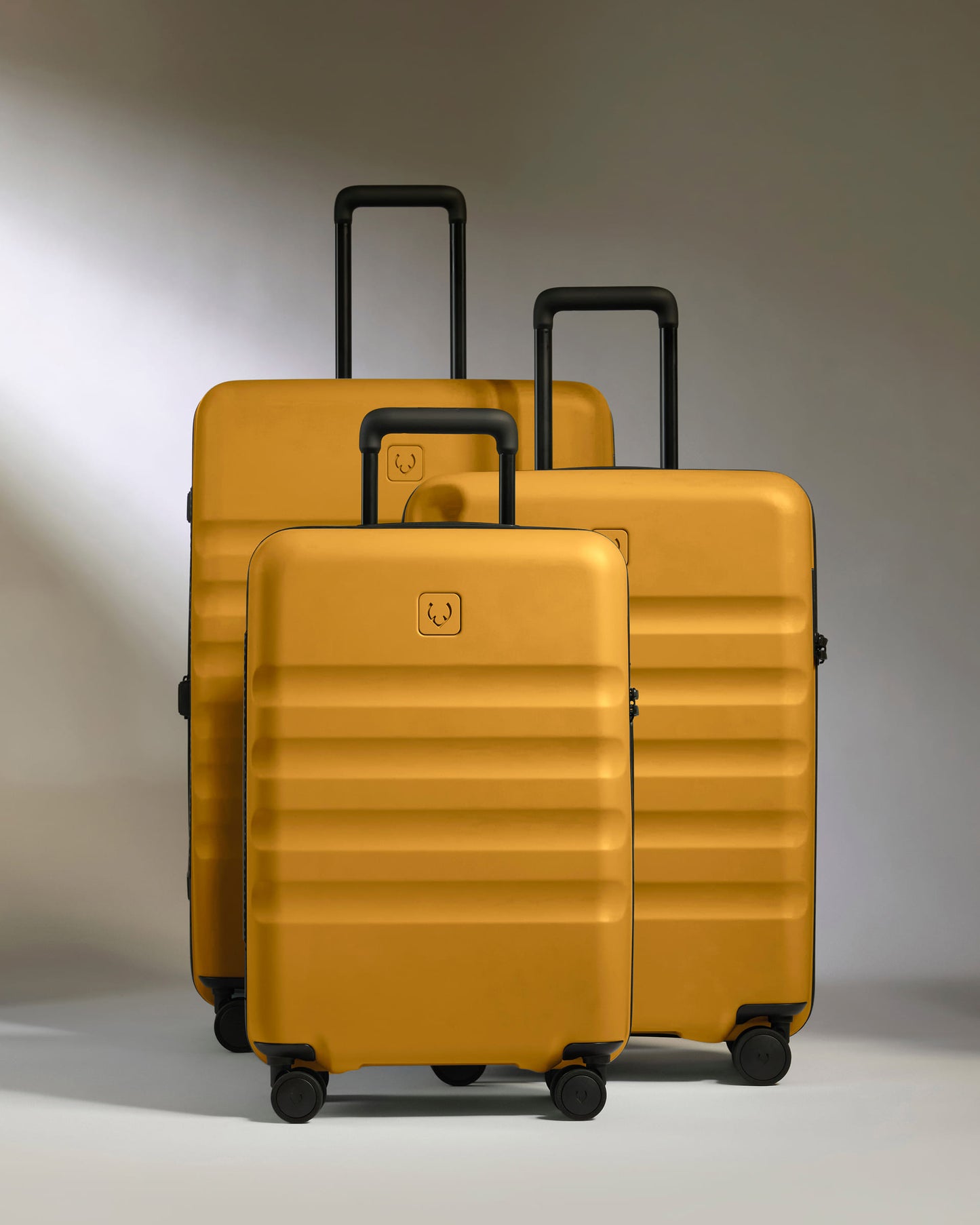 Large Cabin Suitcase Set in Mustard Yellow - Icon Stripe