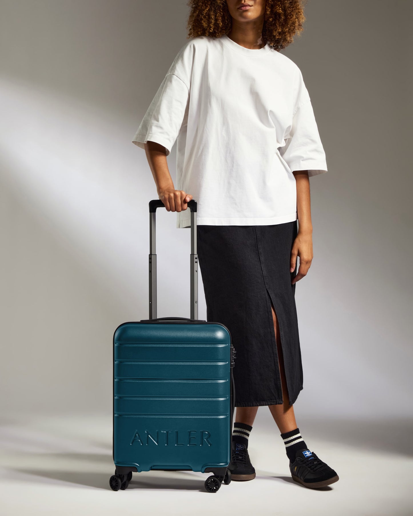 Cabin Suitcase in Soft Blue - Logo