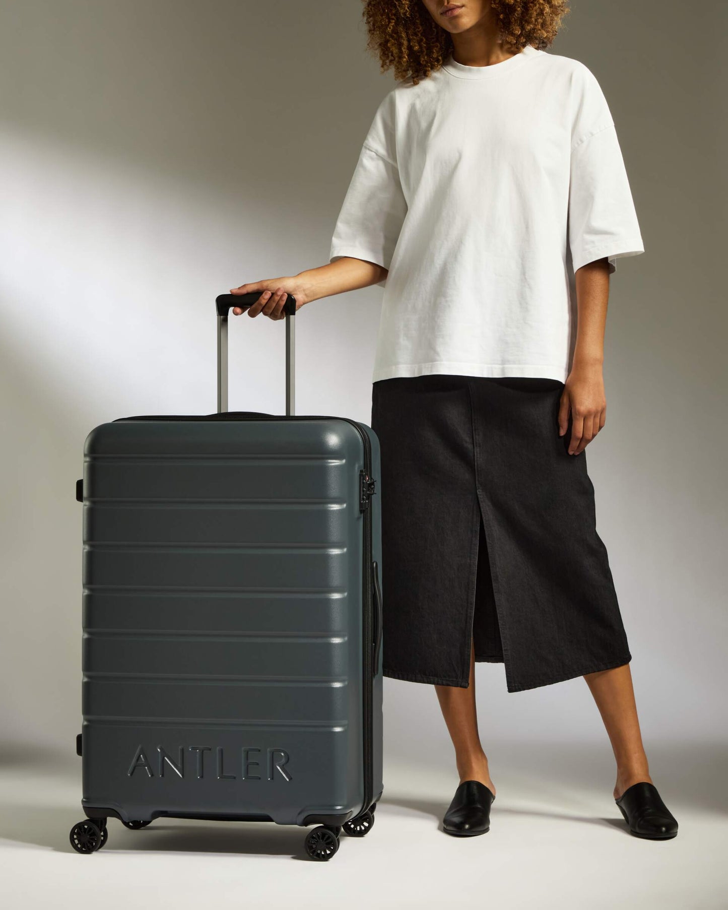 Large Suitcase in Granite Grey - Logo