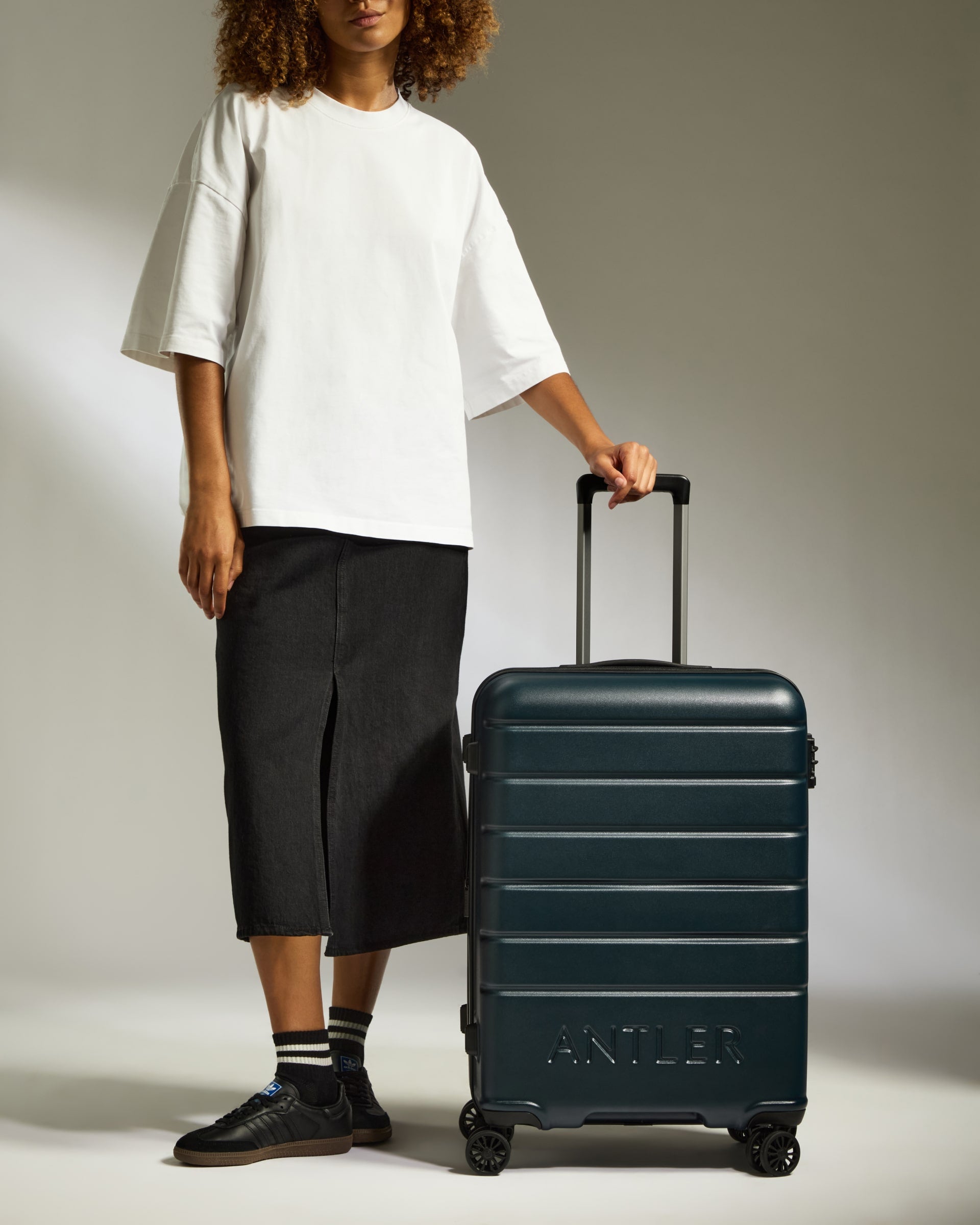 a woman with a suitcase