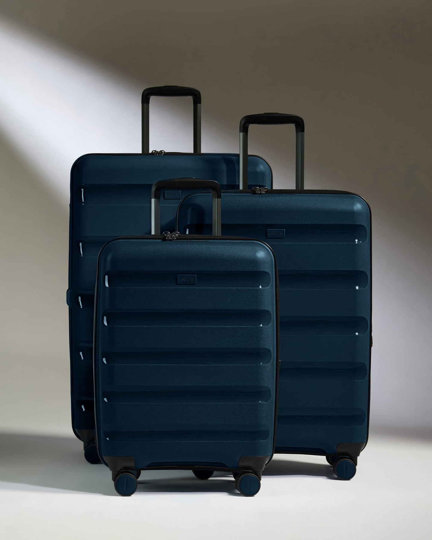 Expandable Cabin Suitcase Set in Midnight Blue - Logo Stripe
