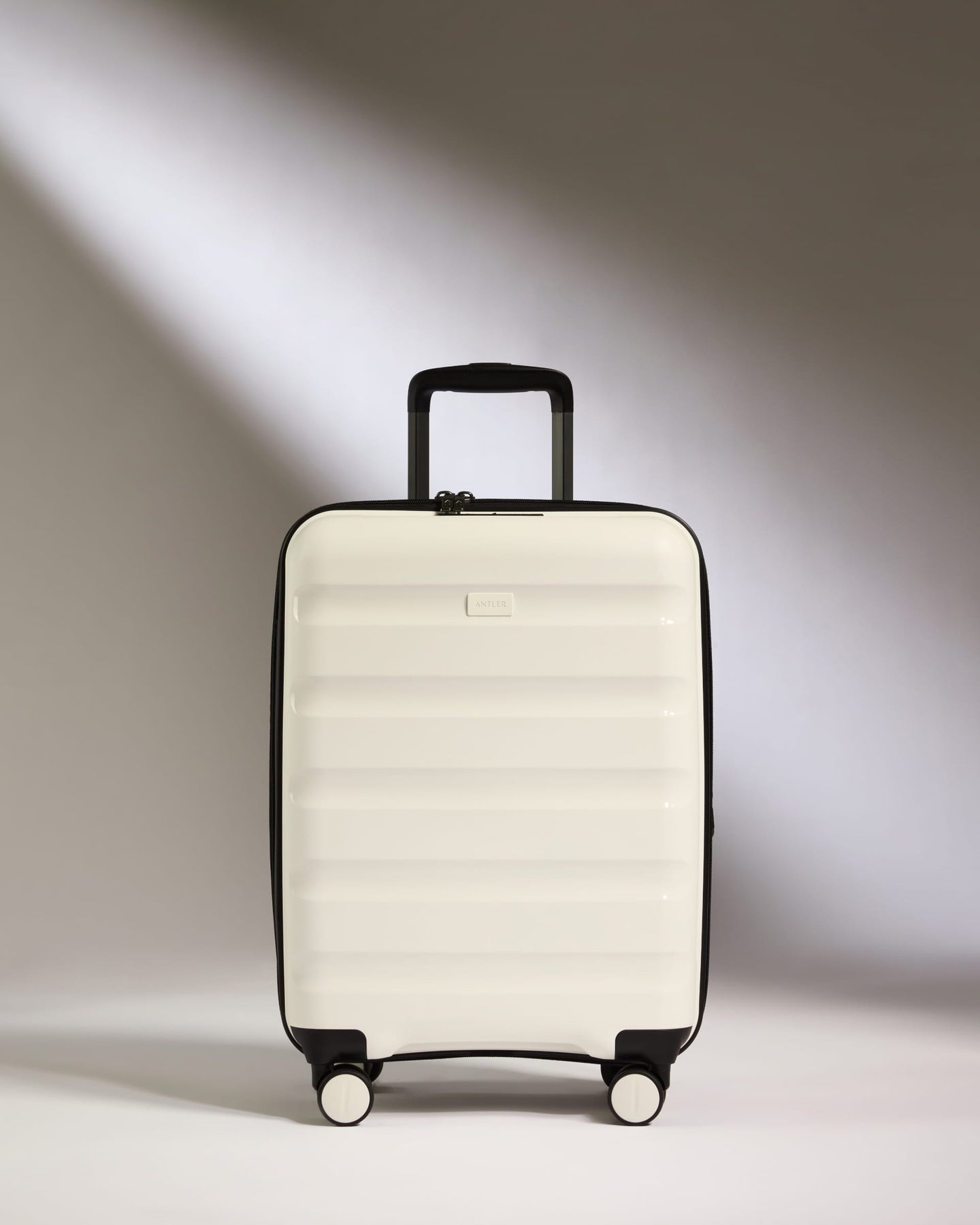 Expandable Cabin Suitcase in White - Logo Stripe